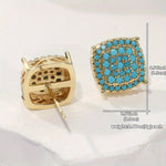 Synthetic Turquoise Square Stud Earrings