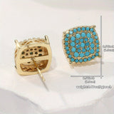 Synthetic Turquoise Square Stud Earrings
