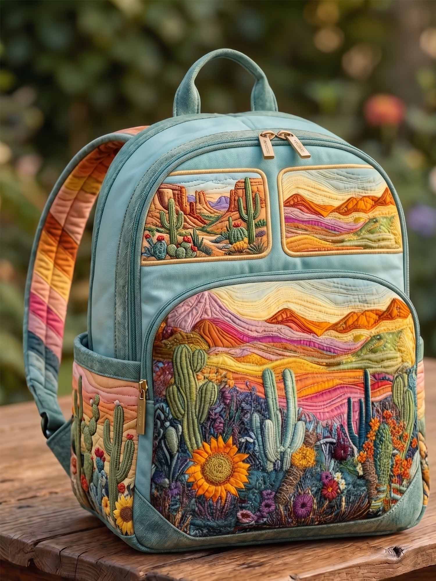 Desert Cactus Quilted Backpack