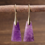 Elegant Natural Stone Amethyst Inverted Trapezoid Earrings