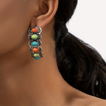 BOUCLES D'OREILLES SUD-OUEST AMÉRICAIN TURQUOISE ARGENT CRÉOLE
