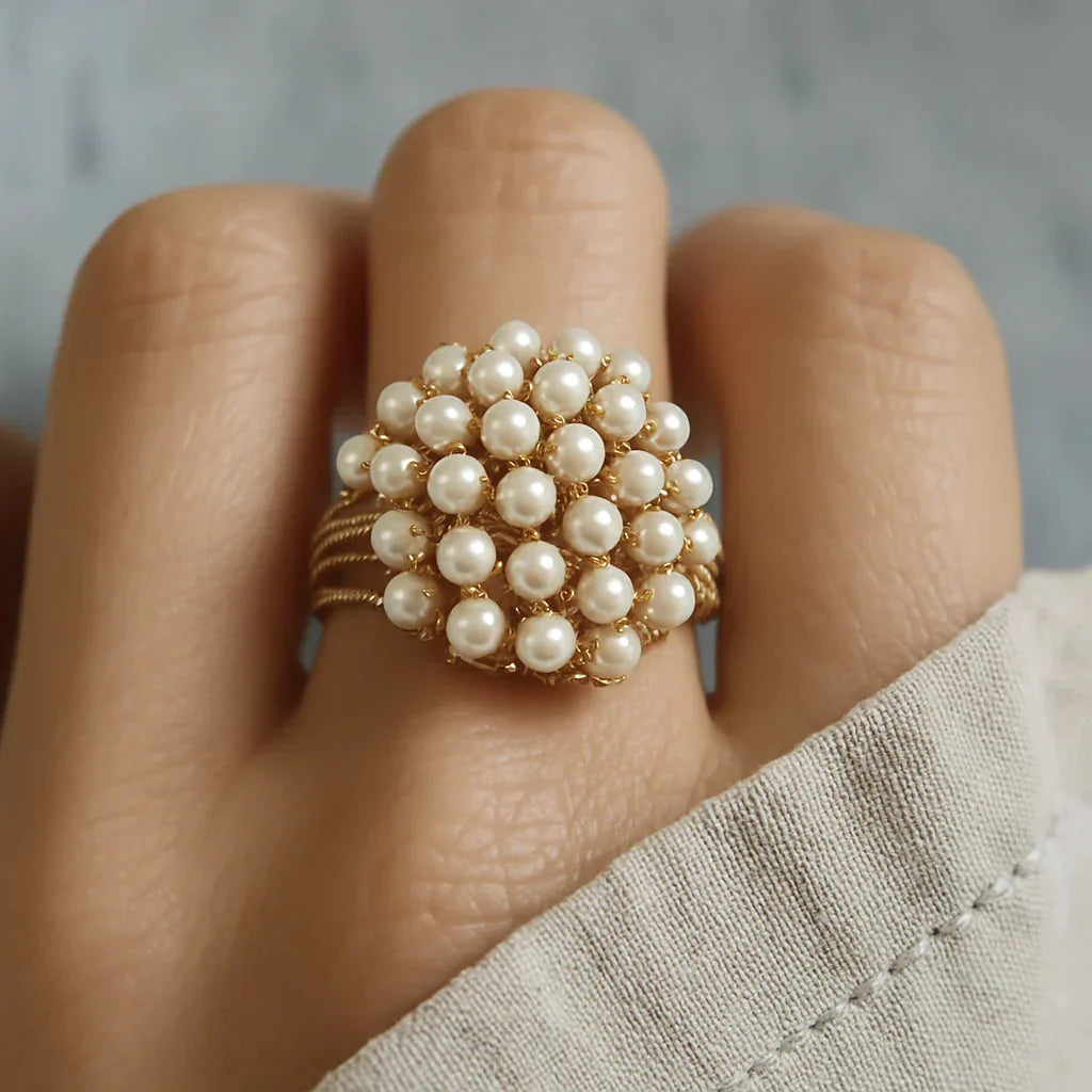 BAGUE INCRUSTÉ PERLES
