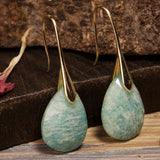Elegant Natural Stone Amazonite Teardrop Earrings