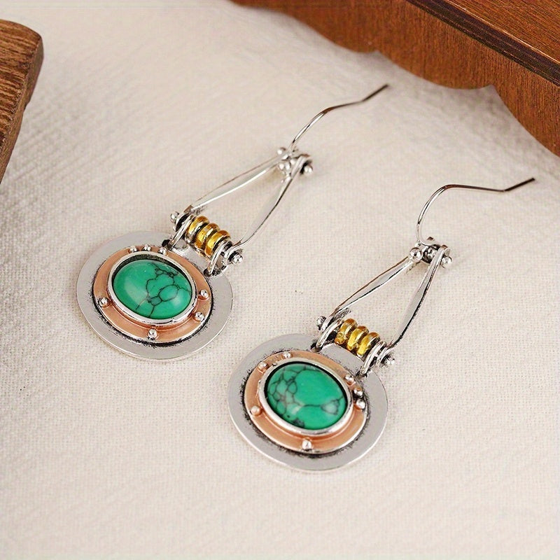 BOUCLES D'OREILLES TURQUOISE MIXTE MÉTAL ARTISANAL GOUTTE