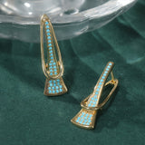 Gold Tone Synthetic Geometric Turquoise Earrings