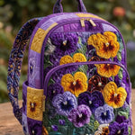 Pansy Patchwork Flowers Quilted Backpack