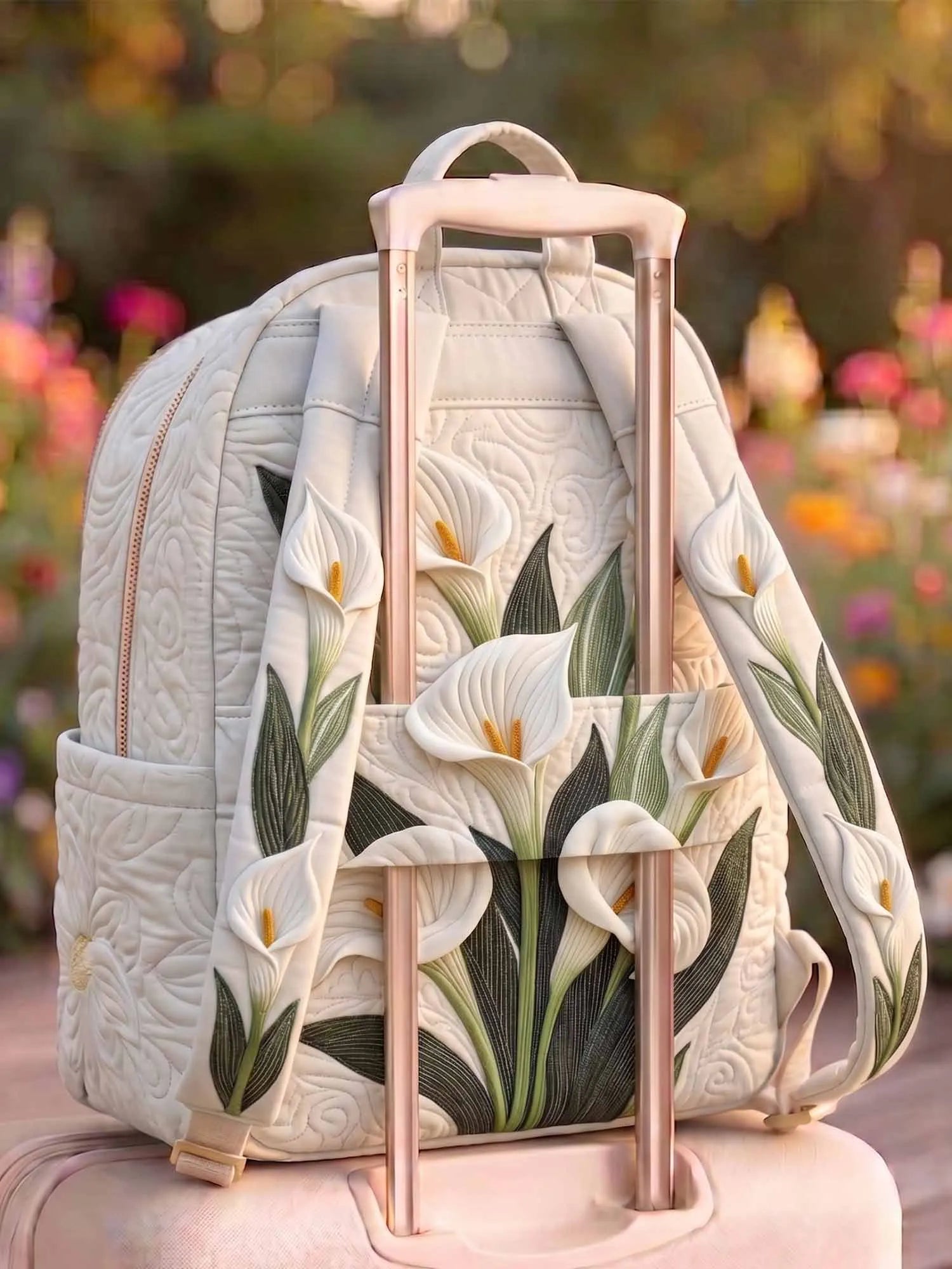 Calla Lily Quilted Backpack