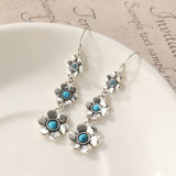 Bohemian Petal Shaped Turquoise Drop Earrings