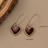 Vintage Bohemian Resin Red Drip Heart Earrings