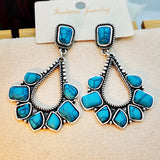 BOUCLES D'OREILLES VINTAGE ARGENT PLAQUÉ TURQUOISE GOUTTE