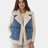 SYLIANNE | GILET EN JEAN VINTAGE FOURRÉ