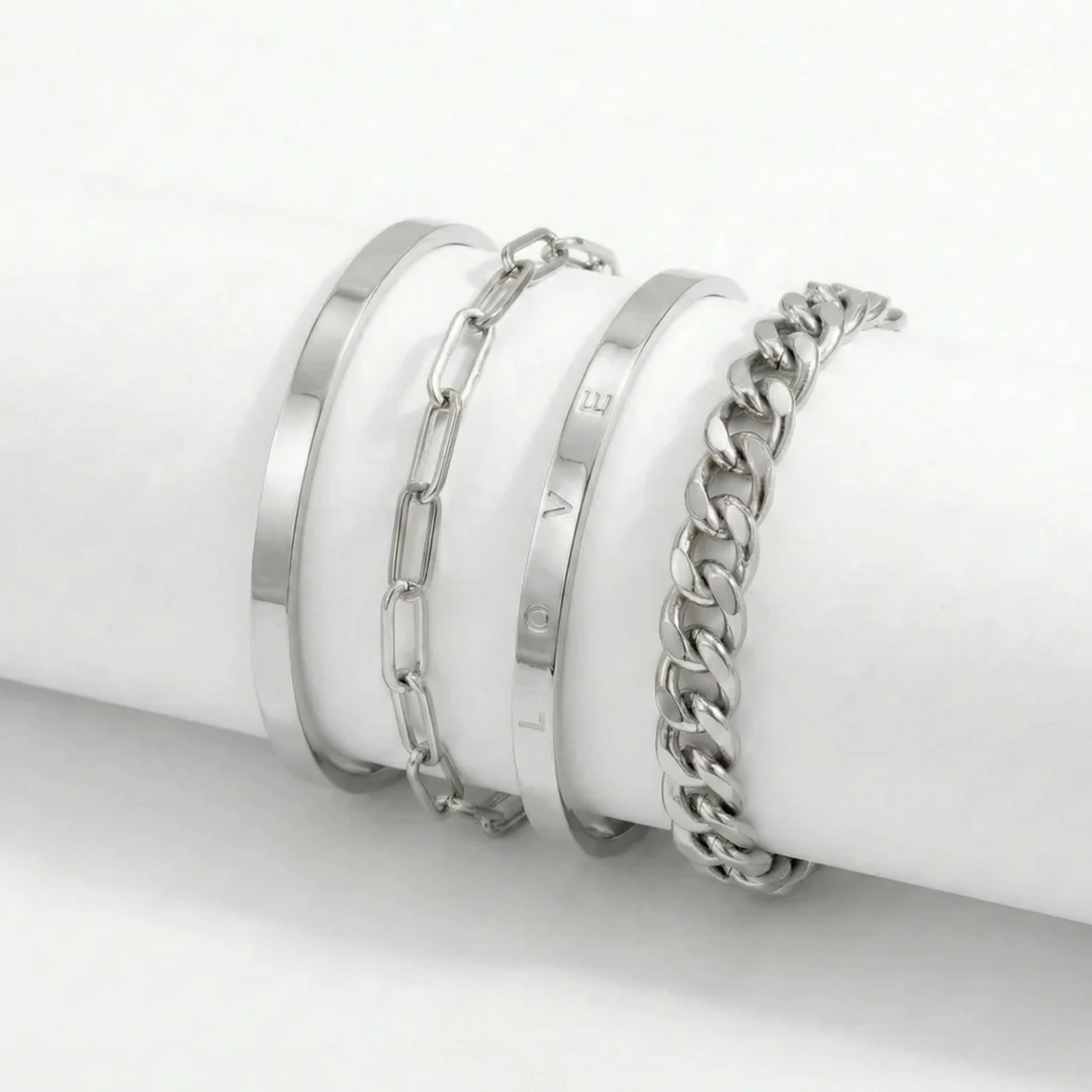 Gracie Bracelet Set | White Gold