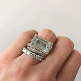 Set de bagues vintage cristal bleu océan
