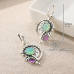 Bohemian Green Zirconia & SilverPlated Artisan Drop Earrings