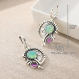 Bohemian Green Zirconia & SilverPlated Artisan Drop Earrings