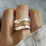 BAGUE ARGENT AVEC DORÉ THREADS