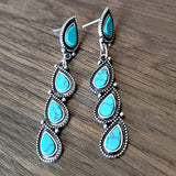 BOUCLES D'OREILLES VINTAGE TURQUOISE FEUILLE GOUTTE