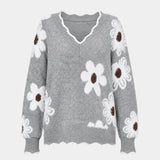 PAULA | PULL TRICOTÉ FLORAL COL V