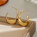 Sculpted Crescent Hoop Earrings | Gold
