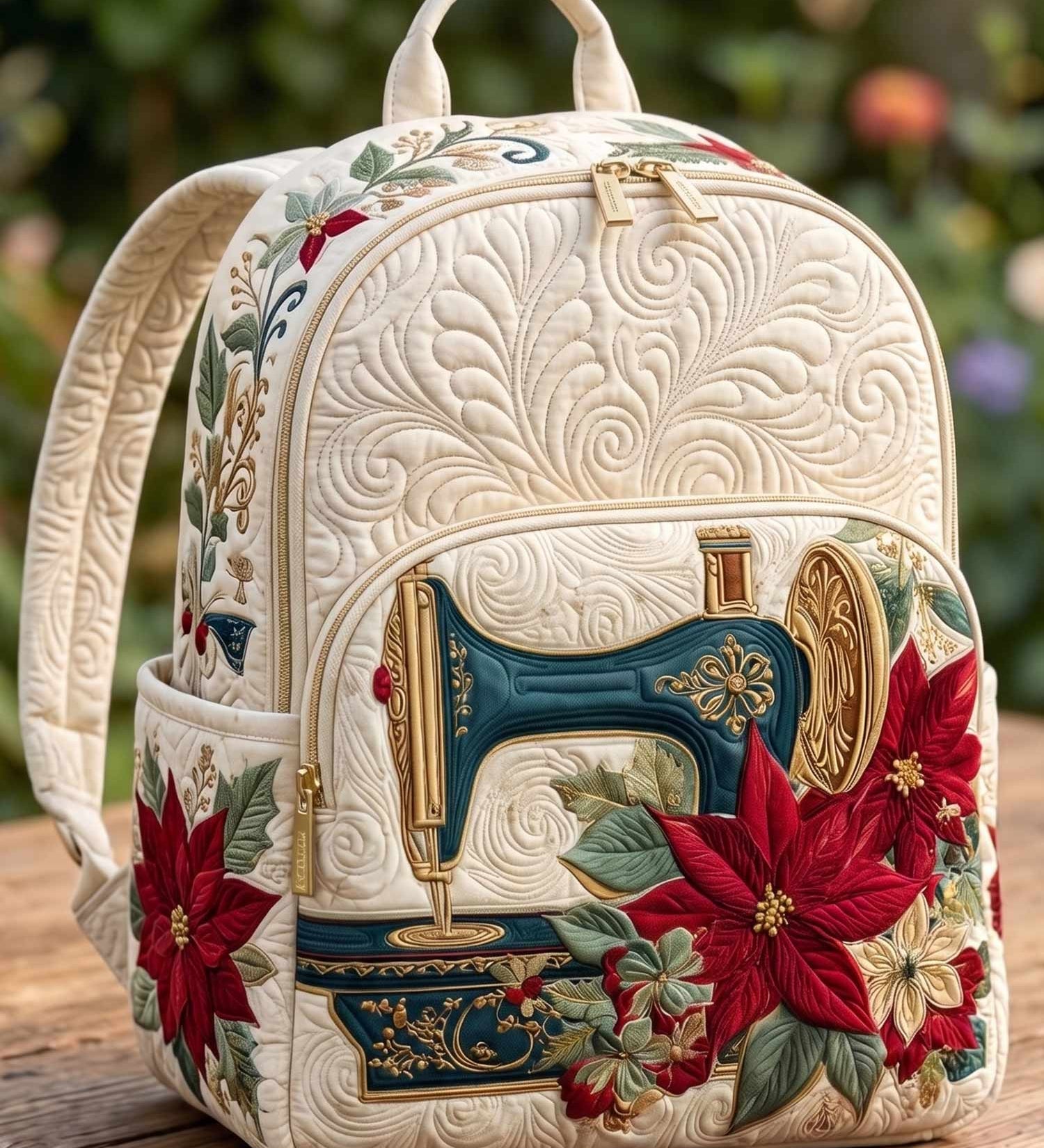 Vintage Sewing Machine Quilted Backpack