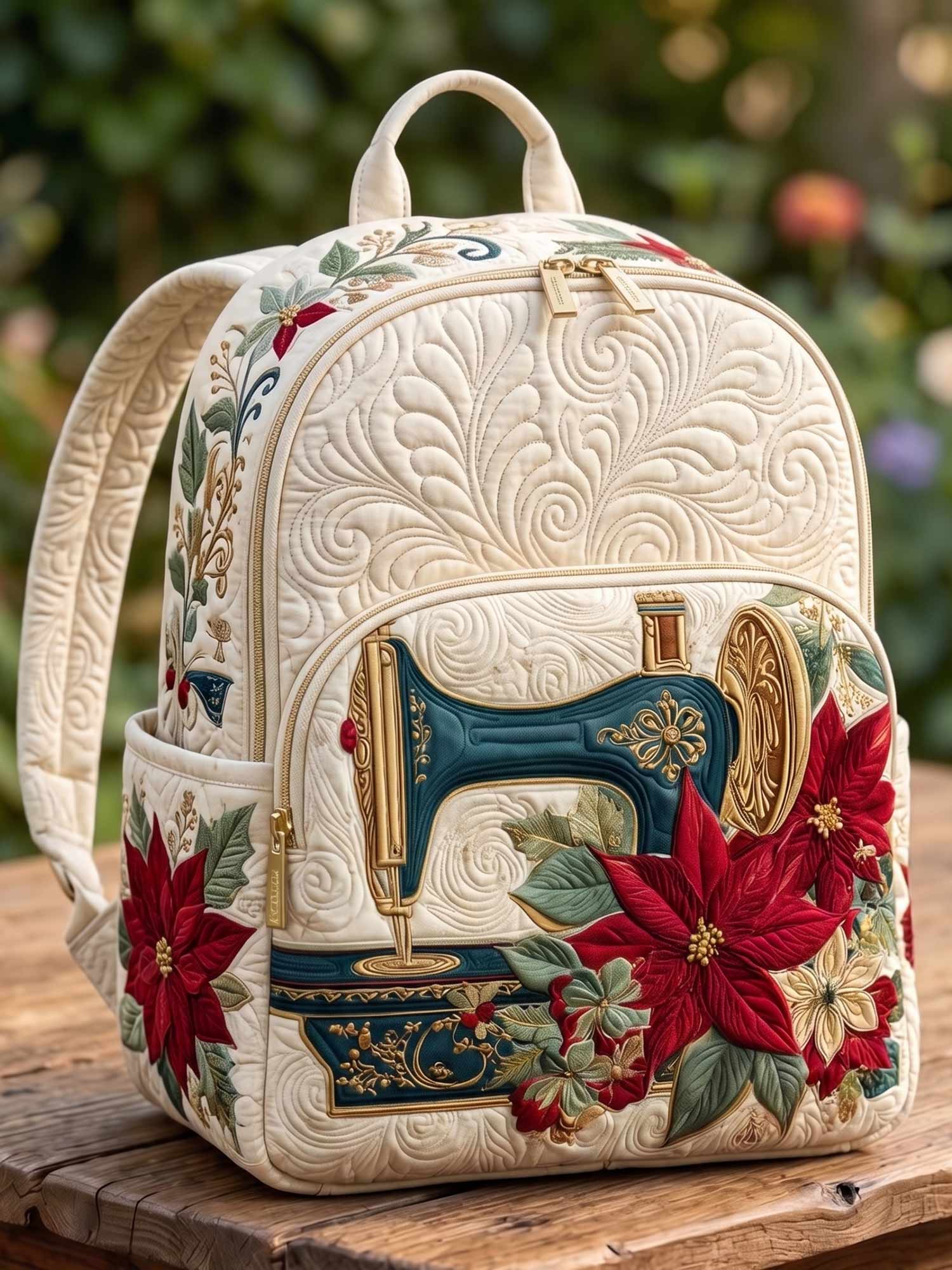 Vintage Sewing Machine Quilted Backpack