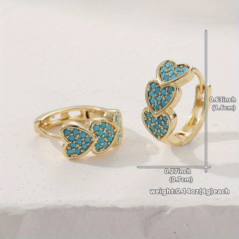 BOUCLES D'OREILLES ÉLÉGANT TURQUOISE CŒUR EN FORME DE DESIGN CRÉOLE