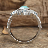 Bohemian Retro Style Blue Crystal Inlaid Turquoise Ring