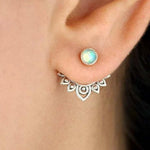 BOUCLE D'OREILLE VINTAGE TURQUOISE SOLEIL RAYONNANT CLOU D'OREILLE CRÉOLE