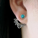 BOUCLE D'OREILLE VINTAGE TURQUOISE SOLEIL RAYONNANT CLOU D'OREILLE CRÉOLE