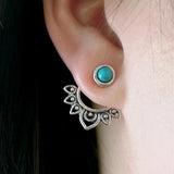 BOUCLE D'OREILLE VINTAGE TURQUOISE SOLEIL RAYONNANT CLOU D'OREILLE CRÉOLE
