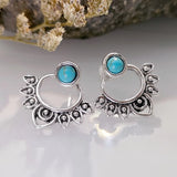 BOUCLE D'OREILLE VINTAGE TURQUOISE SOLEIL RAYONNANT CLOU D'OREILLE CRÉOLE