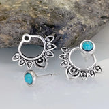 BOUCLE D'OREILLE VINTAGE TURQUOISE SOLEIL RAYONNANT CLOU D'OREILLE CRÉOLE