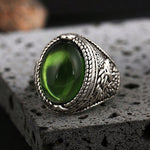 BAGUE VINTAGE VERT PIERRE DE LUNE ARGENT