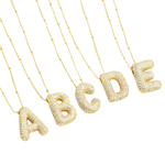 Bubble letter initial necklace set - Gold