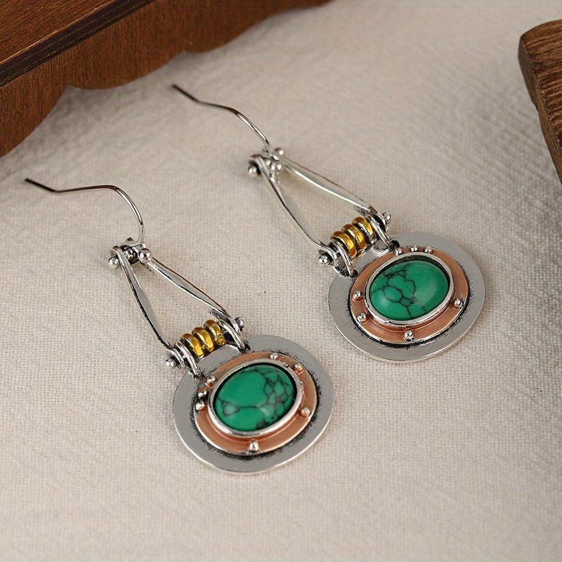 BOUCLES D'OREILLES TURQUOISE MIXTE MÉTAL ARTISANAL GOUTTE