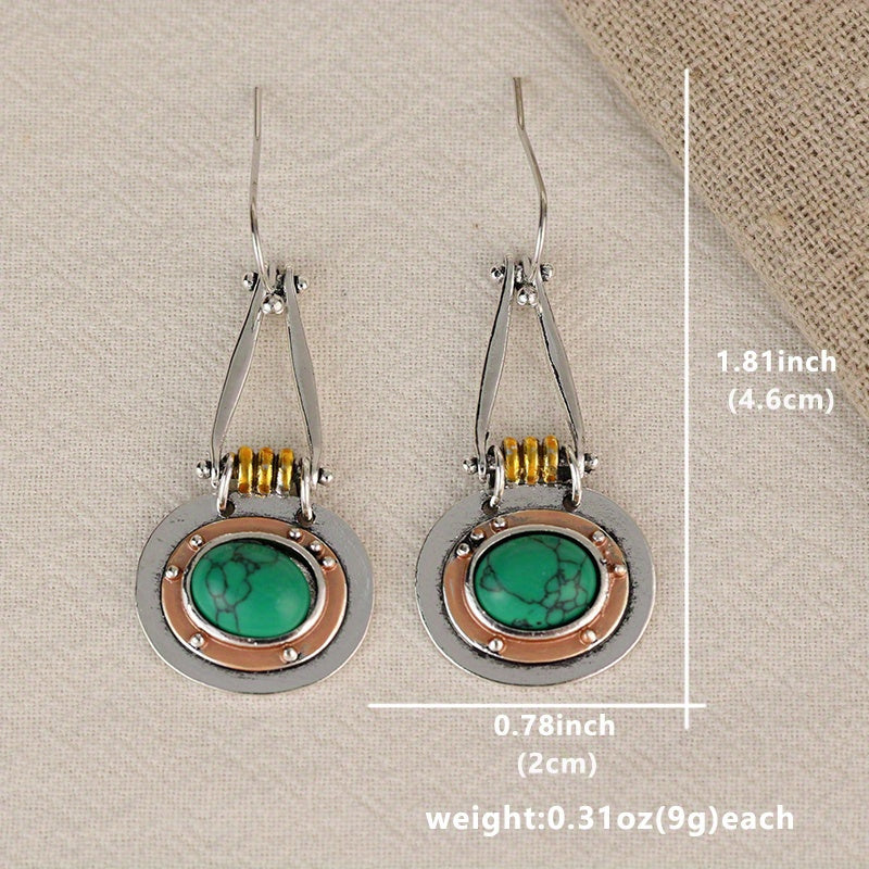 BOUCLES D'OREILLES TURQUOISE MIXTE MÉTAL ARTISANAL GOUTTE