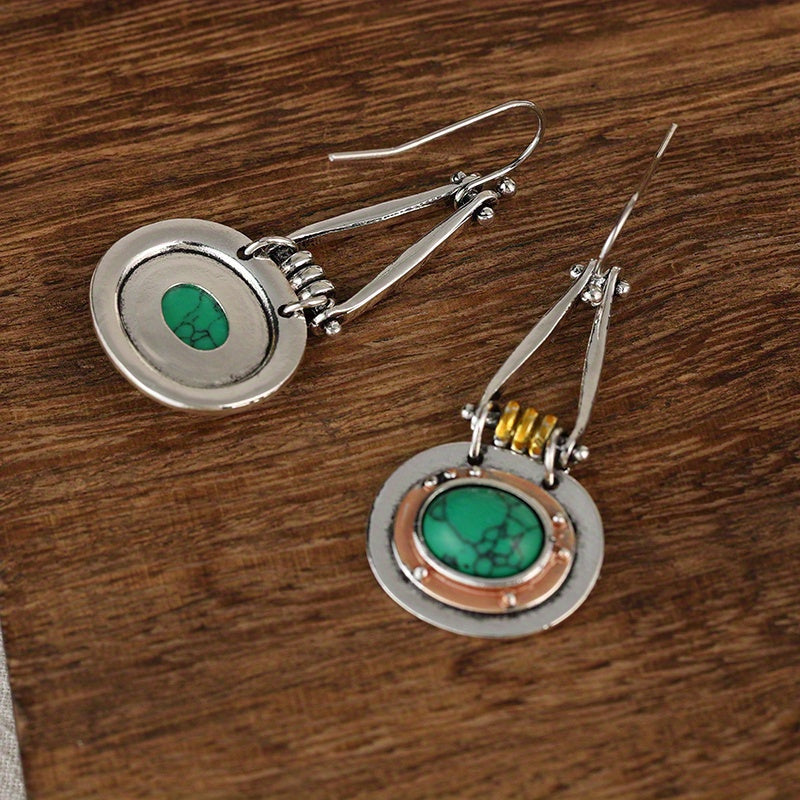 BOUCLES D'OREILLES TURQUOISE MIXTE MÉTAL ARTISANAL GOUTTE