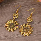 Vintage Bohemian Sunflower Pendant Earrings