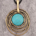 COLLIER CLASSIQUE NOIR CIRE CORDON TURQUOISE PIERRE LONG