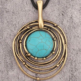 COLLIER CLASSIQUE NOIR CIRE CORDON TURQUOISE PIERRE LONG