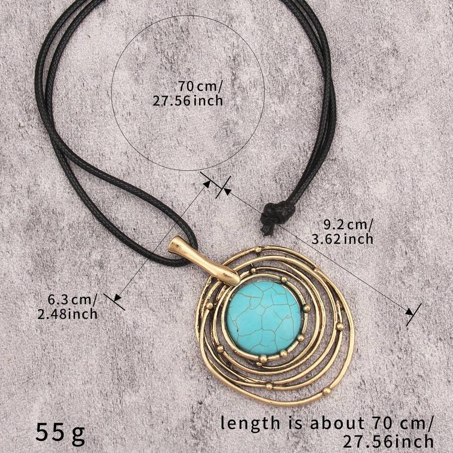 COLLIER CLASSIQUE NOIR CIRE CORDON TURQUOISE PIERRE LONG