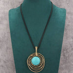 COLLIER CLASSIQUE NOIR CIRE CORDON TURQUOISE PIERRE LONG