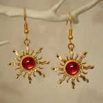 Bohemian Style Baroque Sunflower Acrylic Gold Plated Dangle Earring