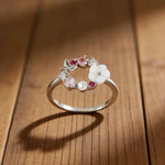 Elegant Flower Faux Pearl Micro Inlaid Zirconia Butterfly Ring
