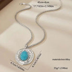 COLLIER VINTAGE SERPENT PEAU CHAÎNE OVALE IMITATION TURQUOISE PENDENTIF