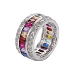SILVER RAINBOW GEMSTONE BAND RING