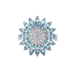 SILVER BLUE TOPAZ FLOWER RING