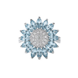 SILVER BLUE TOPAZ FLOWER RING