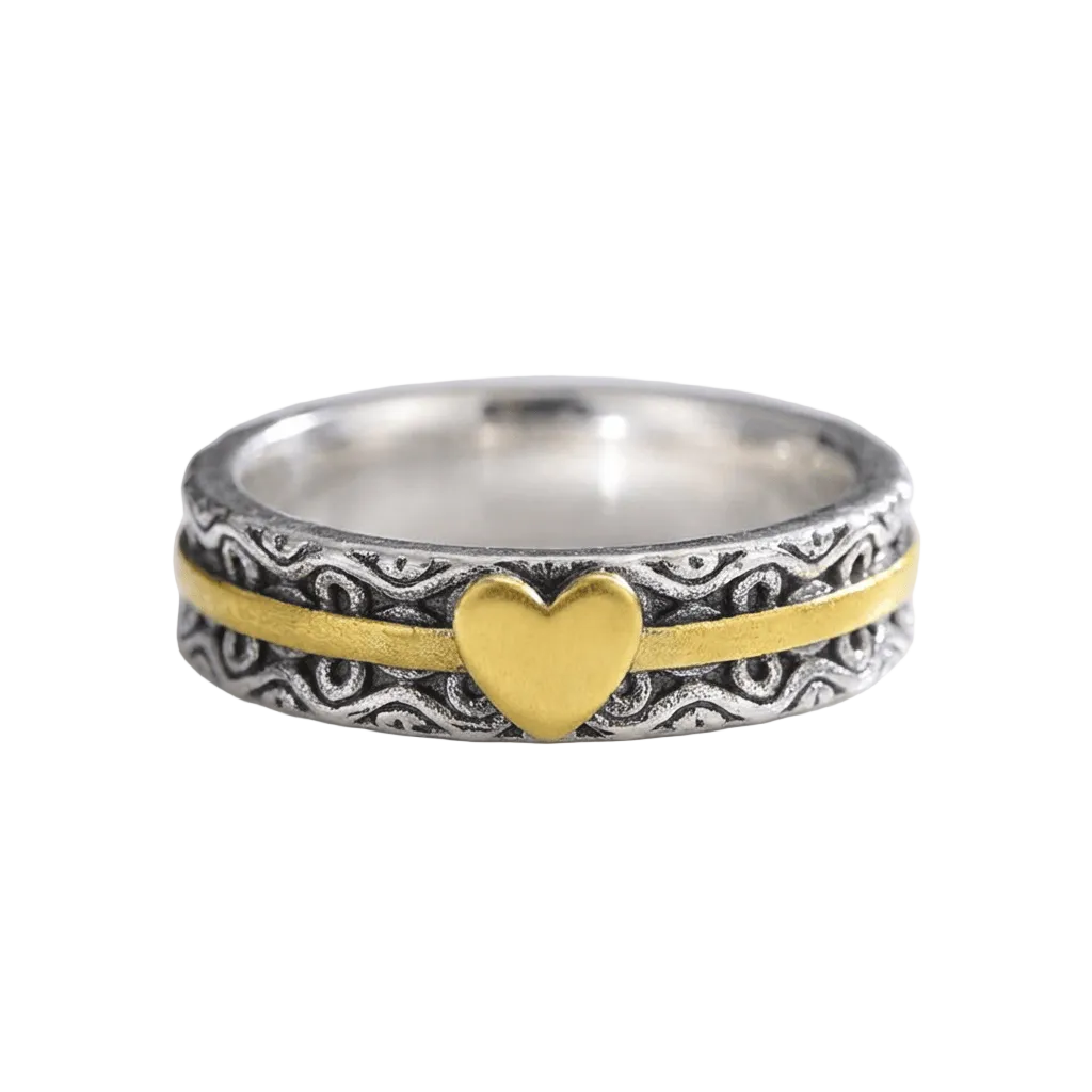 HANDMADE GOLD HEART BAND RING