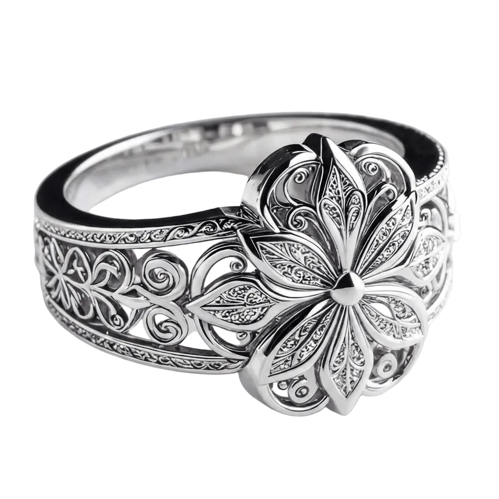 SILVER FLOWER ZIRCONIA RING